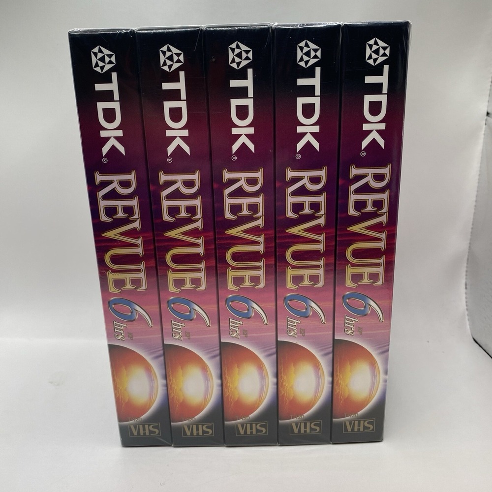 5 Pack TDK Revue Standard‎ Grade T 120 Blank VHS Video Tape 6 Hours New SEALED